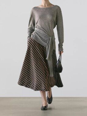 Massimo Dutti FLARED WITH CHECK DETAILING